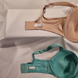Cacique 40DDD Back Smoothing Bra Bundle Nude Beige & Teal Green Full Coverage